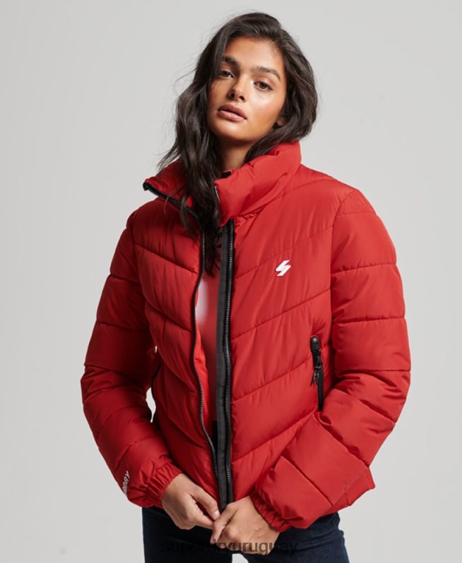 uy Superdry mujer chaqueta acolchada deportiva sin capucha rojo DT2N8Z3761 ropa