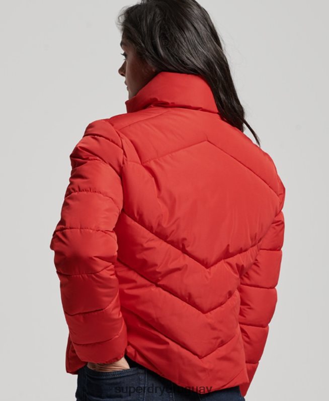 uy Superdry mujer chaqueta acolchada deportiva sin capucha rojo DT2N8Z3761 ropa