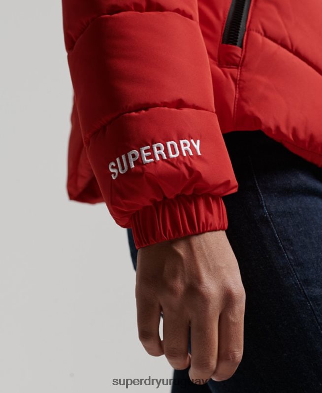 uy Superdry mujer chaqueta acolchada deportiva sin capucha rojo DT2N8Z3761 ropa