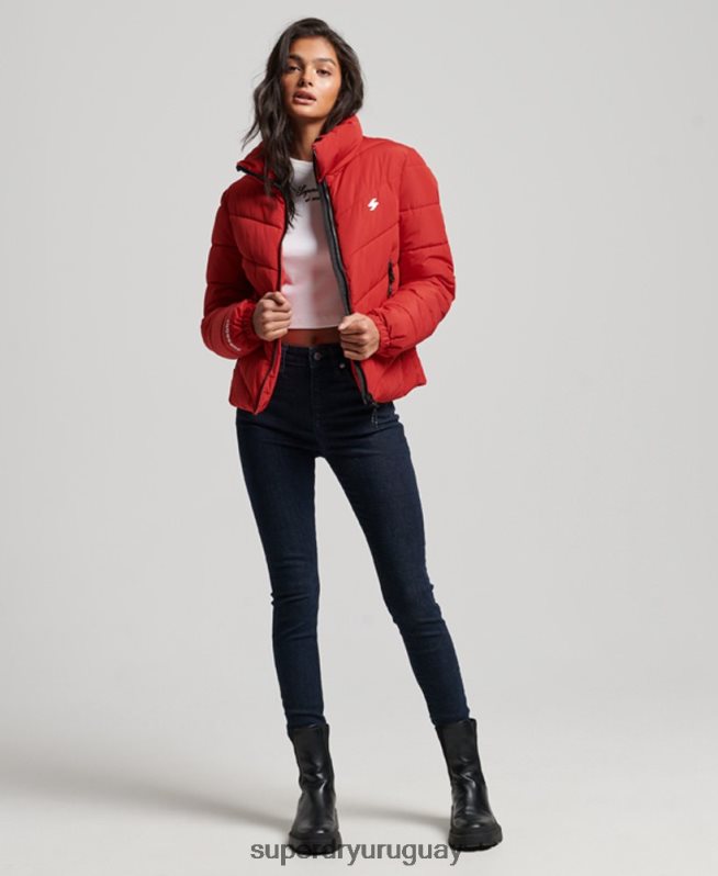 uy Superdry mujer chaqueta acolchada deportiva sin capucha rojo DT2N8Z3761 ropa