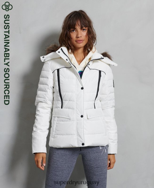 uy Superdry mujer chaqueta acolchada glaciar blanco DT2N8Z5514 ropa
