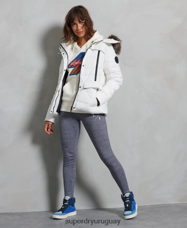 uy Superdry mujer chaqueta acolchada glaciar blanco DT2N8Z5514 ropa