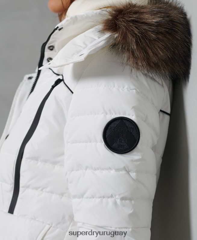 uy Superdry mujer chaqueta acolchada glaciar blanco DT2N8Z5514 ropa