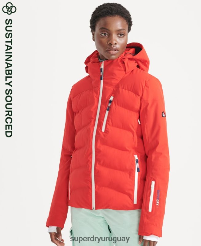uy Superdry mujer chaqueta acolchada motion pro rojo DT2N8Z3832 ropa