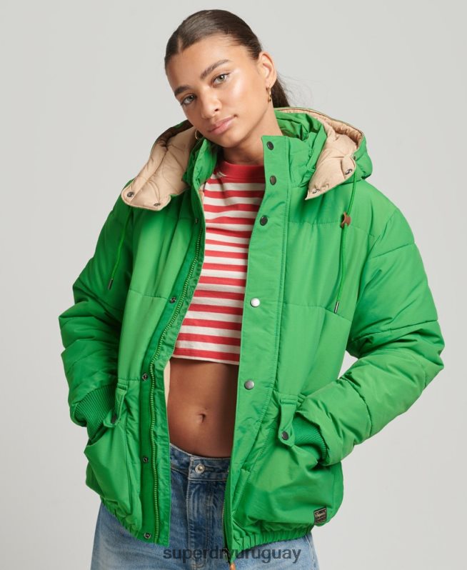 uy Superdry mujer chaqueta acolchada oversize de montaña verde DT2N8Z5453 ropa