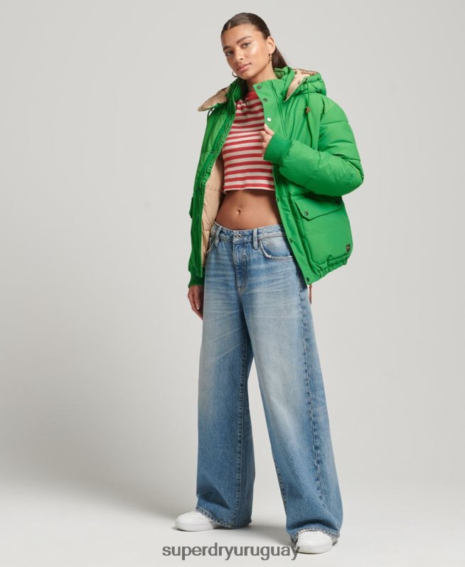 uy Superdry mujer chaqueta acolchada oversize de montaña verde DT2N8Z5453 ropa
