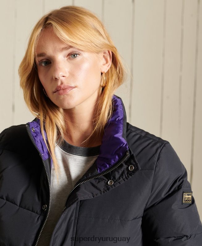 uy Superdry mujer chaqueta acolchada retro source gris oscuro DT2N8Z5625 ropa