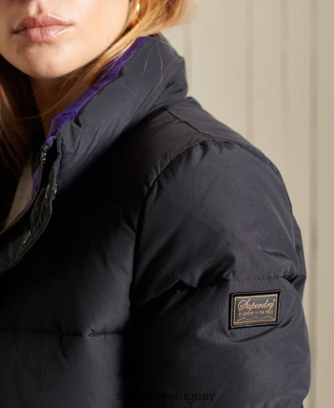 uy Superdry mujer chaqueta acolchada retro source gris oscuro DT2N8Z5625 ropa