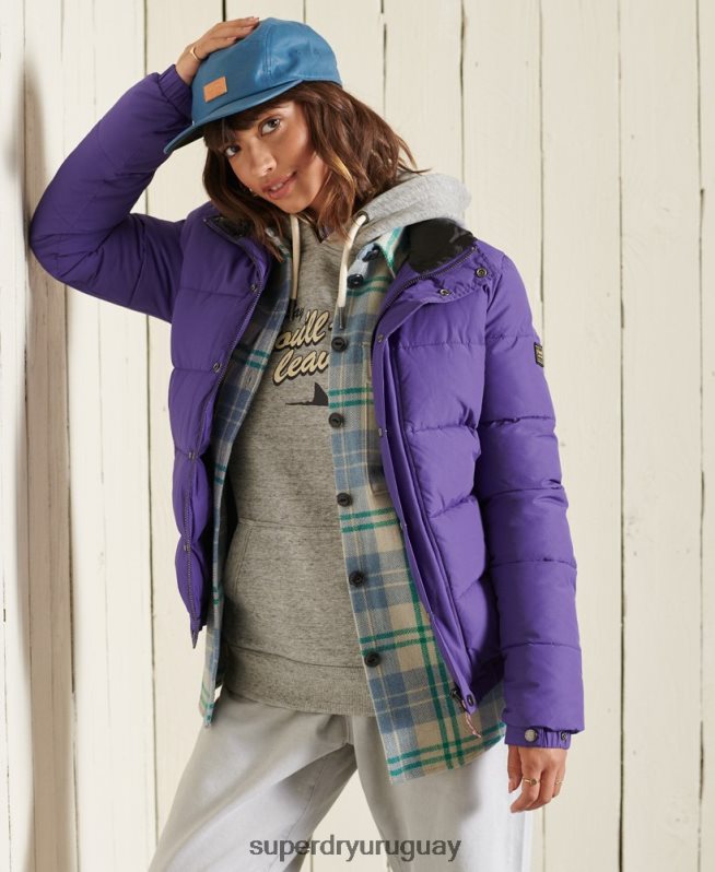 uy Superdry mujer chaqueta acolchada retro source púrpura DT2N8Z5621 ropa