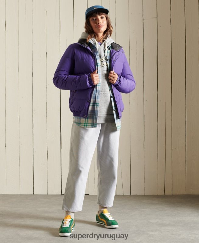 uy Superdry mujer chaqueta acolchada retro source púrpura DT2N8Z5621 ropa