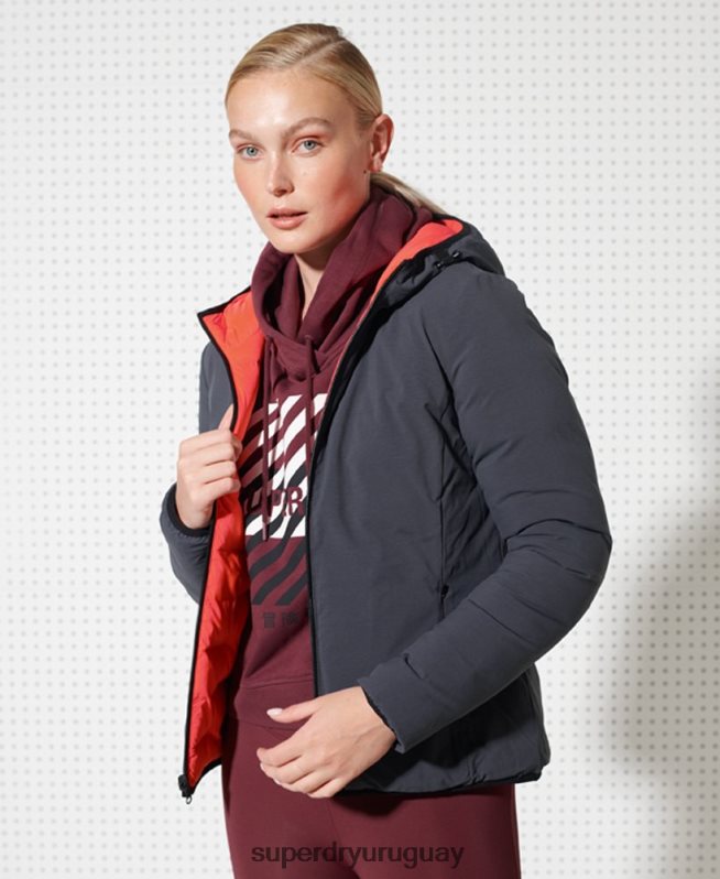 uy Superdry mujer chaqueta acolchada reversible rojo DT2N8Z5738 ropa
