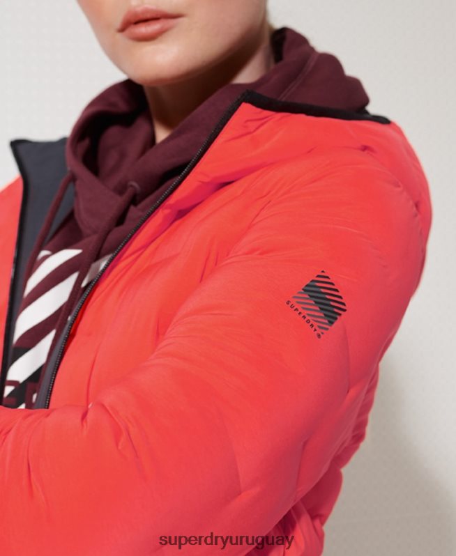 uy Superdry mujer chaqueta acolchada reversible rojo DT2N8Z5738 ropa