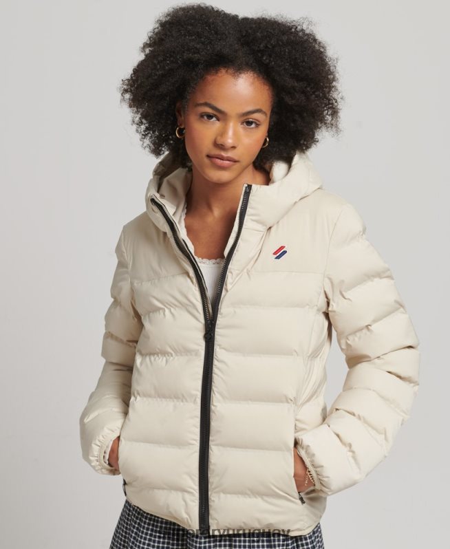 uy Superdry mujer chaqueta acolchada termosellada beige DT2N8Z3679 ropa