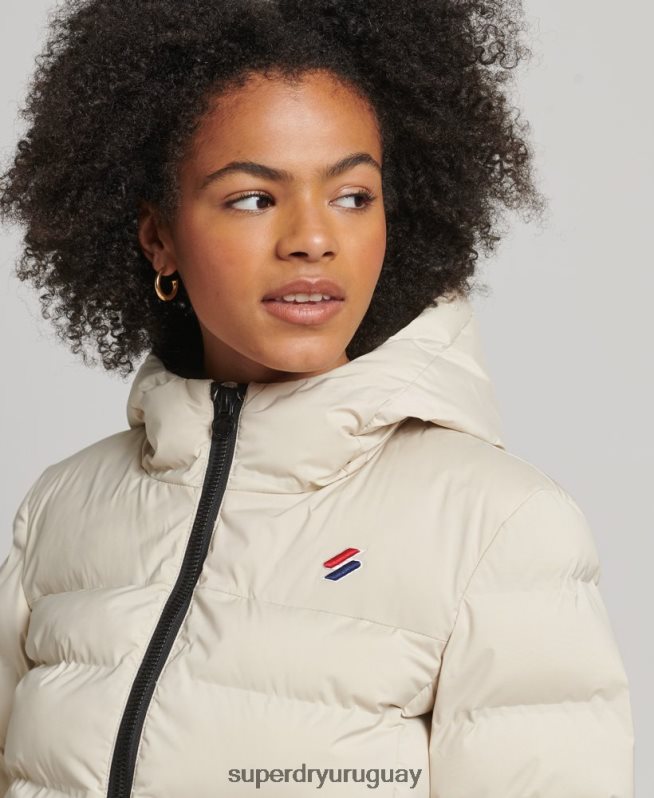 uy Superdry mujer chaqueta acolchada termosellada beige DT2N8Z3679 ropa