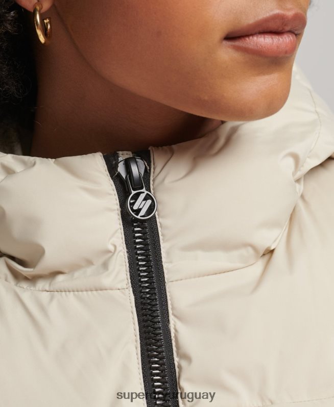 uy Superdry mujer chaqueta acolchada termosellada beige DT2N8Z3679 ropa