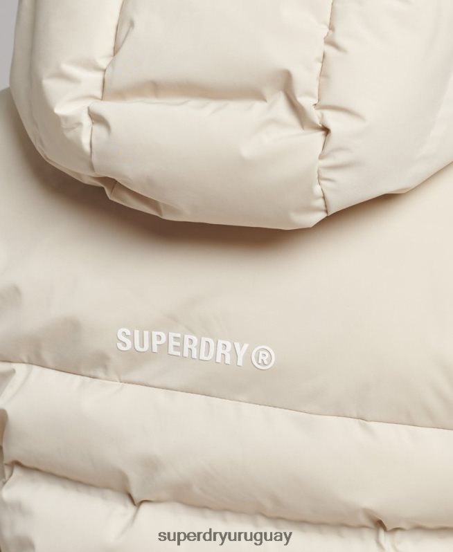 uy Superdry mujer chaqueta acolchada termosellada beige DT2N8Z3679 ropa