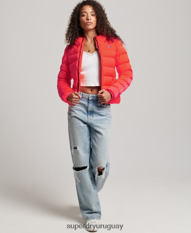 uy Superdry mujer chaqueta acolchada termosellada coral DT2N8Z3711 ropa
