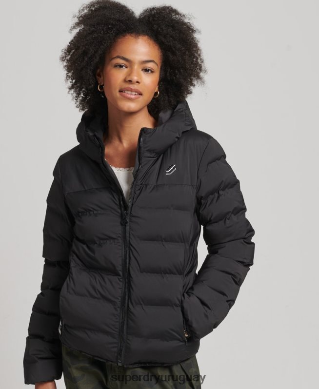 uy Superdry mujer chaqueta acolchada termosellada negro DT2N8Z3726 ropa