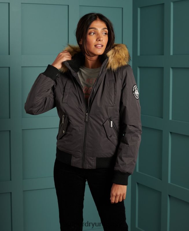uy Superdry mujer chaqueta bomber de microfibra negro DT2N8Z5712 ropa