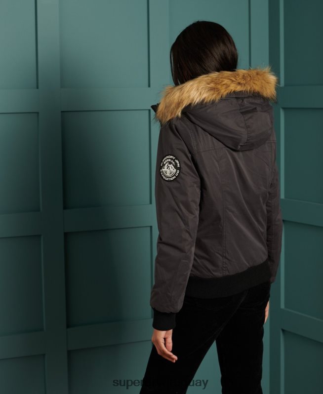 uy Superdry mujer chaqueta bomber de microfibra negro DT2N8Z5712 ropa