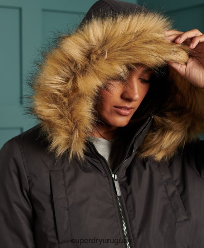 uy Superdry mujer chaqueta bomber de microfibra negro DT2N8Z5712 ropa