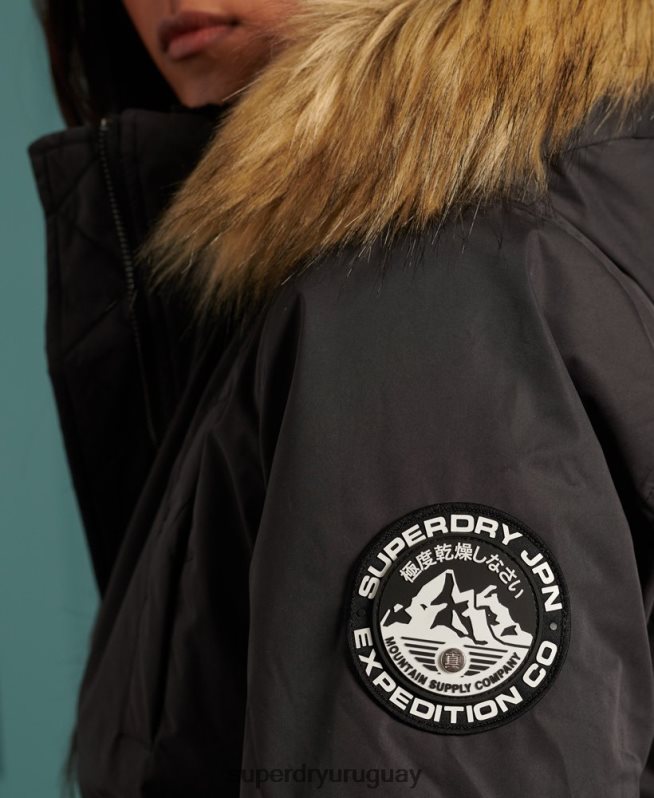 uy Superdry mujer chaqueta bomber de microfibra negro DT2N8Z5712 ropa