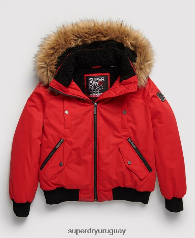 uy Superdry mujer chaqueta bomber de microfibra rojo DT2N8Z5685 ropa