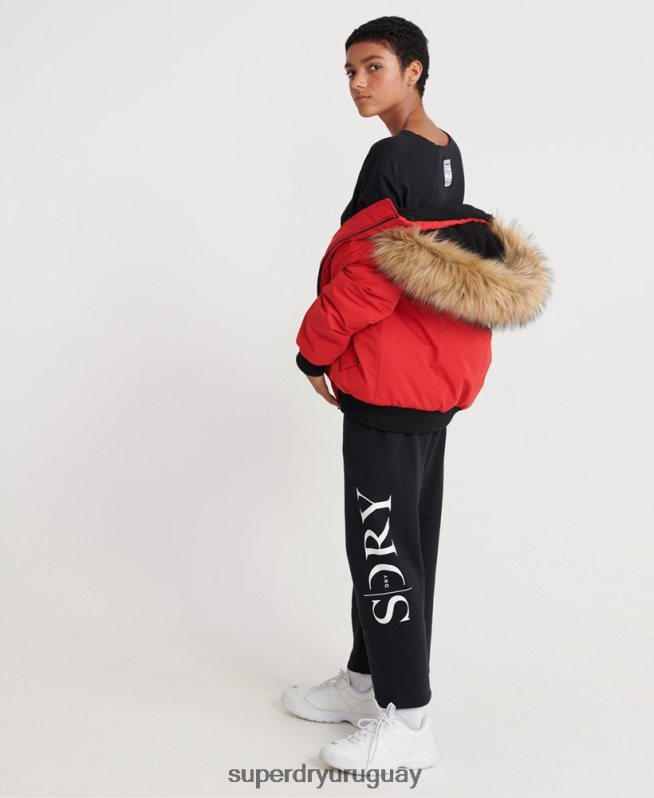 uy Superdry mujer chaqueta bomber de microfibra rojo DT2N8Z5685 ropa
