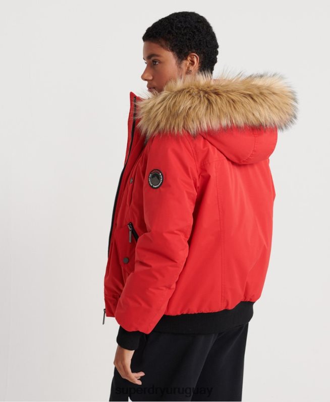 uy Superdry mujer chaqueta bomber de microfibra rojo DT2N8Z5685 ropa