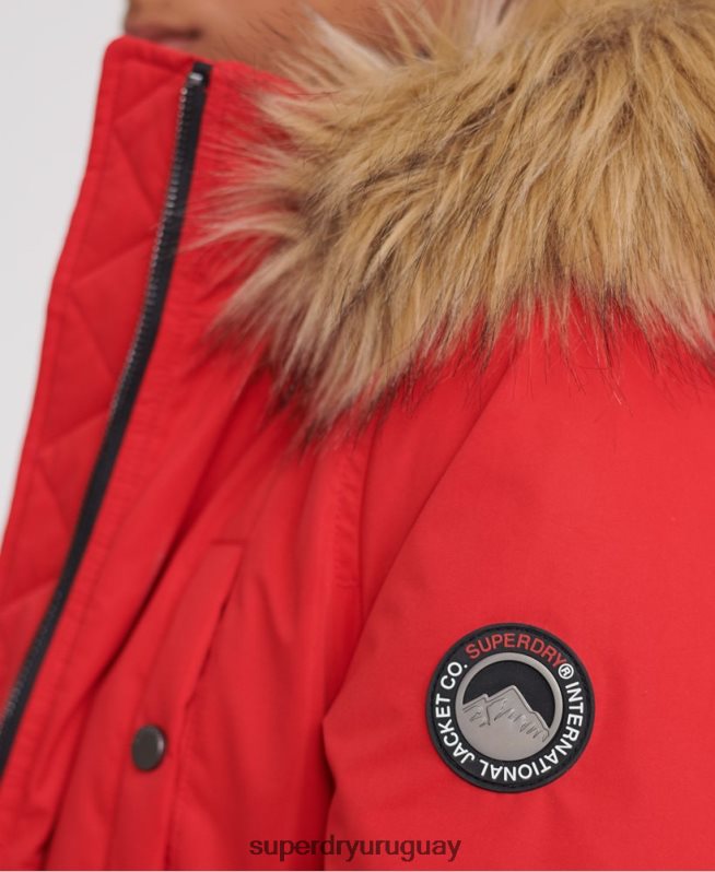 uy Superdry mujer chaqueta bomber de microfibra rojo DT2N8Z5685 ropa