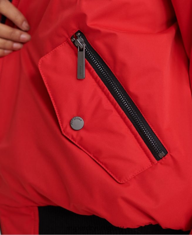 uy Superdry mujer chaqueta bomber de microfibra rojo DT2N8Z5685 ropa