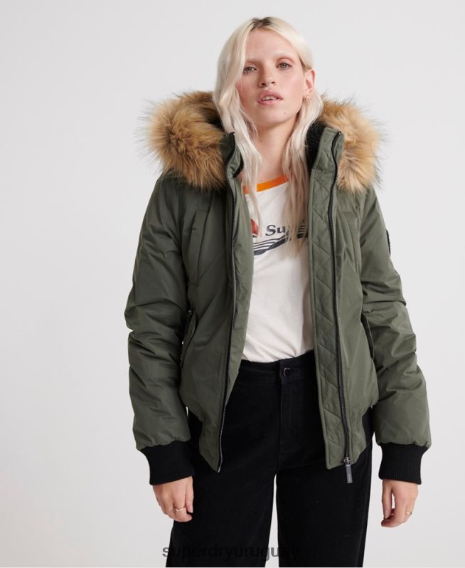 uy Superdry mujer chaqueta bomber de microfibra verde DT2N8Z5711 ropa