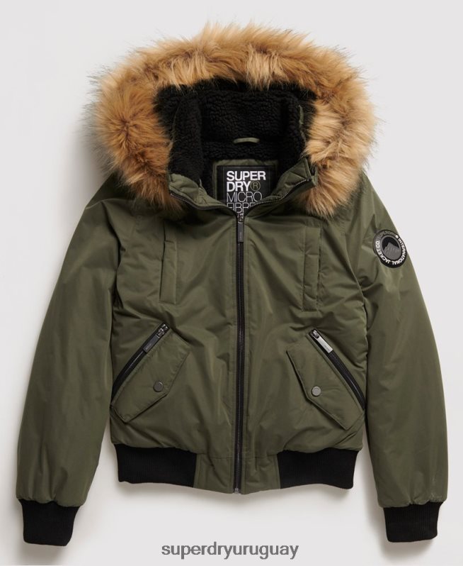 uy Superdry mujer chaqueta bomber de microfibra verde DT2N8Z5711 ropa