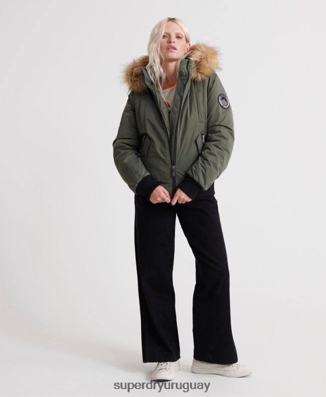 uy Superdry mujer chaqueta bomber de microfibra verde DT2N8Z5711 ropa