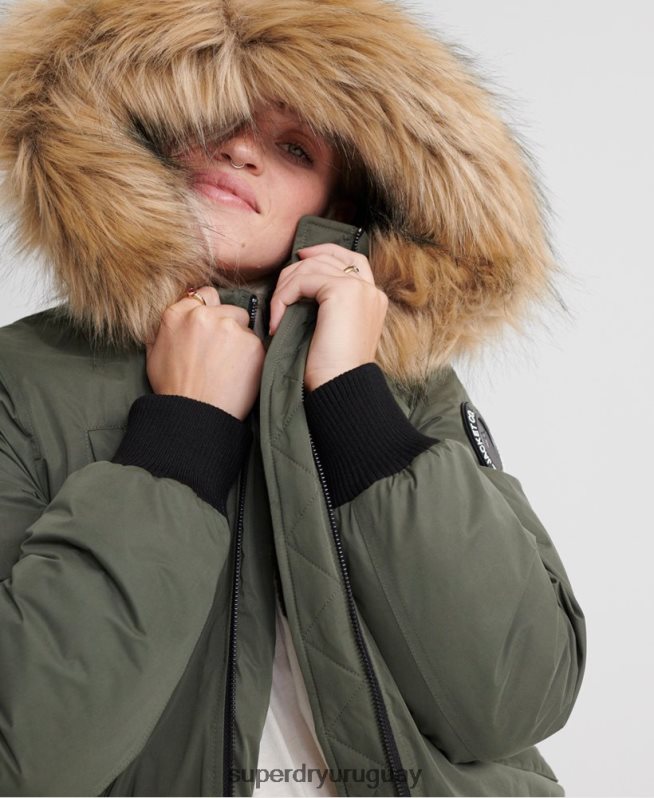 uy Superdry mujer chaqueta bomber de microfibra verde DT2N8Z5711 ropa