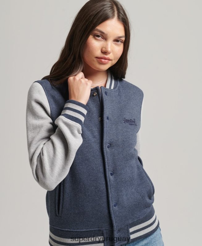 uy Superdry mujer chaqueta bomber de punto esencial Armada DT2N8Z3500 ropa