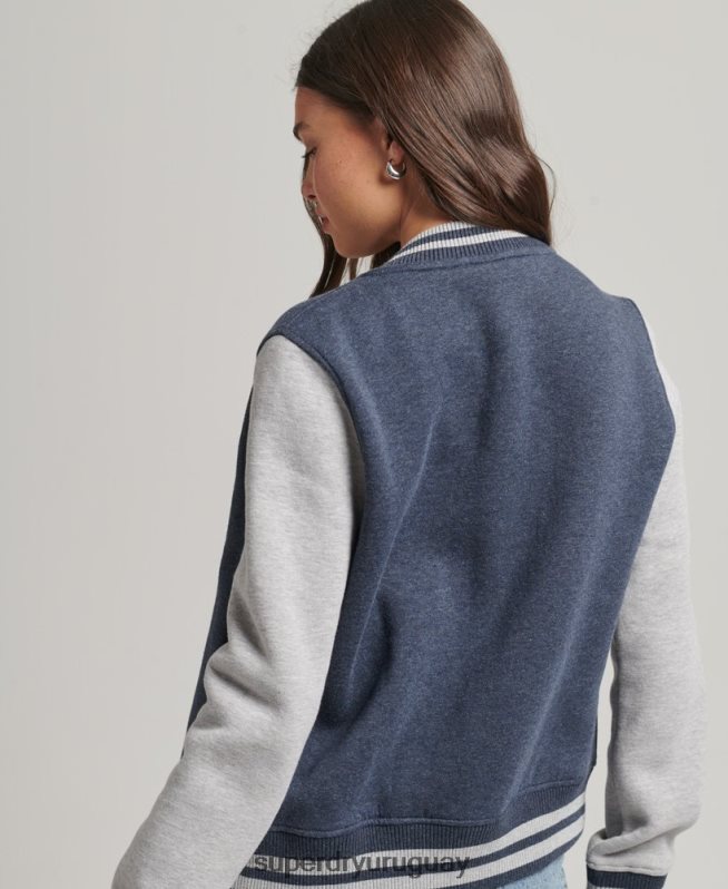 uy Superdry mujer chaqueta bomber de punto esencial Armada DT2N8Z3500 ropa