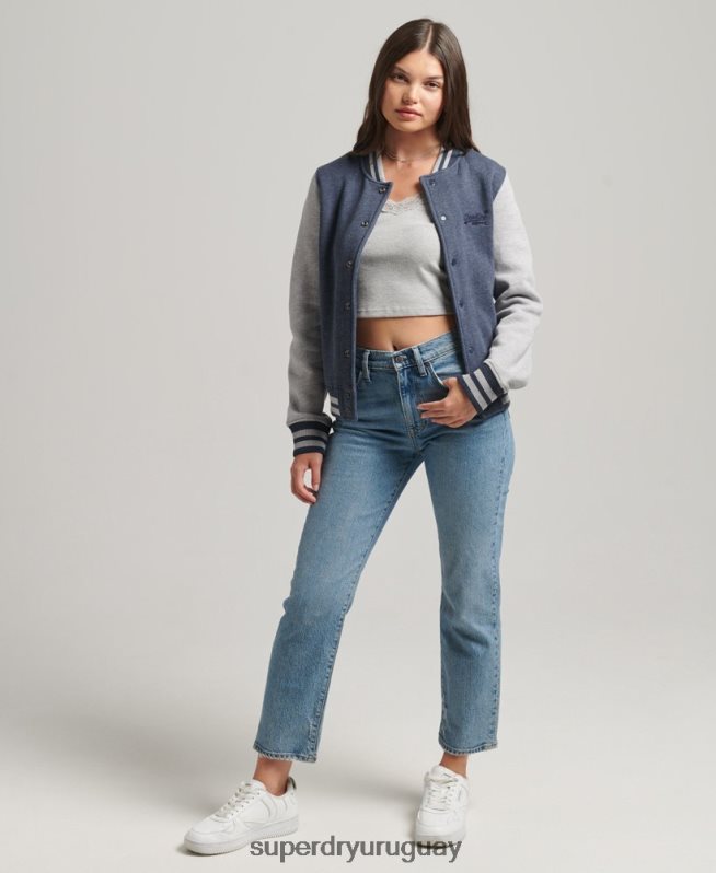 uy Superdry mujer chaqueta bomber de punto esencial Armada DT2N8Z3500 ropa