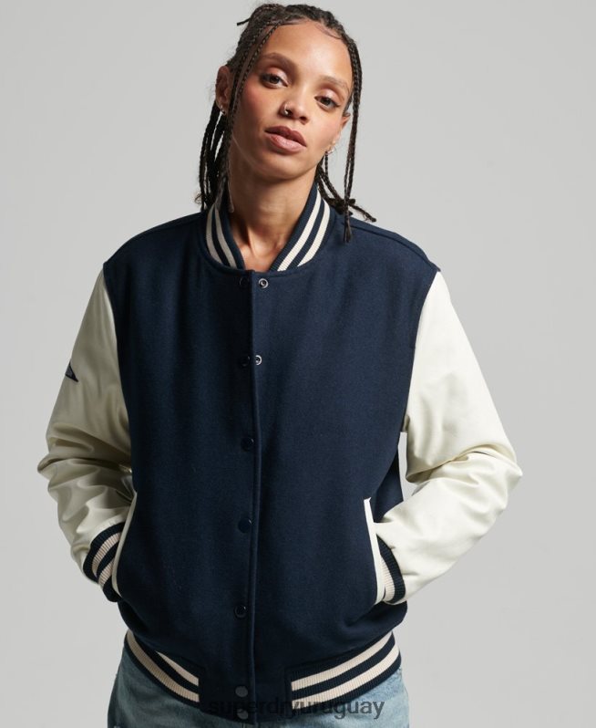 uy Superdry mujer chaqueta bomber del equipo universitario Armada DT2N8Z3784 ropa