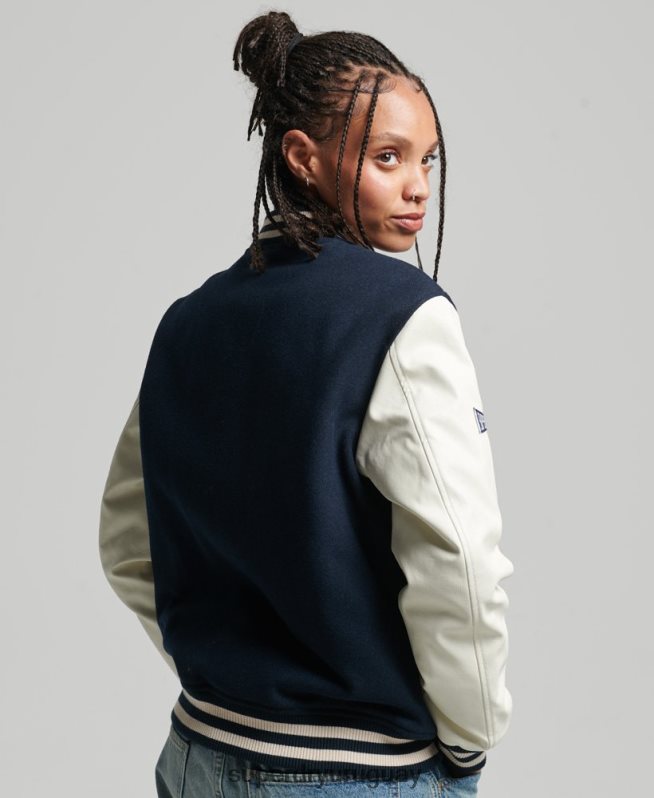uy Superdry mujer chaqueta bomber del equipo universitario Armada DT2N8Z3784 ropa