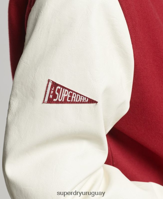 uy Superdry mujer chaqueta bomber del equipo universitario rojo DT2N8Z5427 ropa