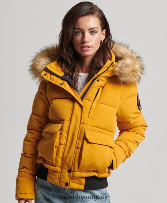 uy Superdry mujer chaqueta bomber everest amarillo DT2N8Z3811 ropa