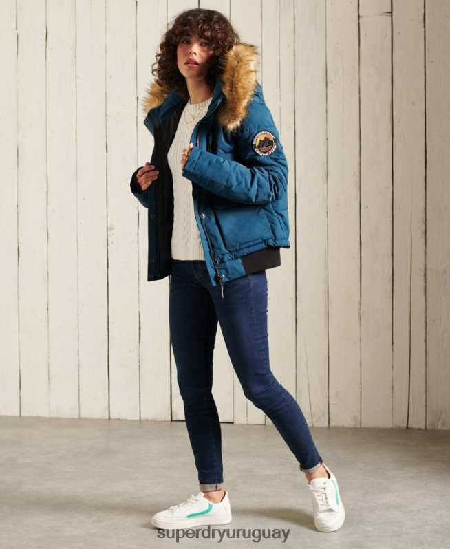 uy Superdry mujer chaqueta bomber everest azul claro DT2N8Z5735 ropa