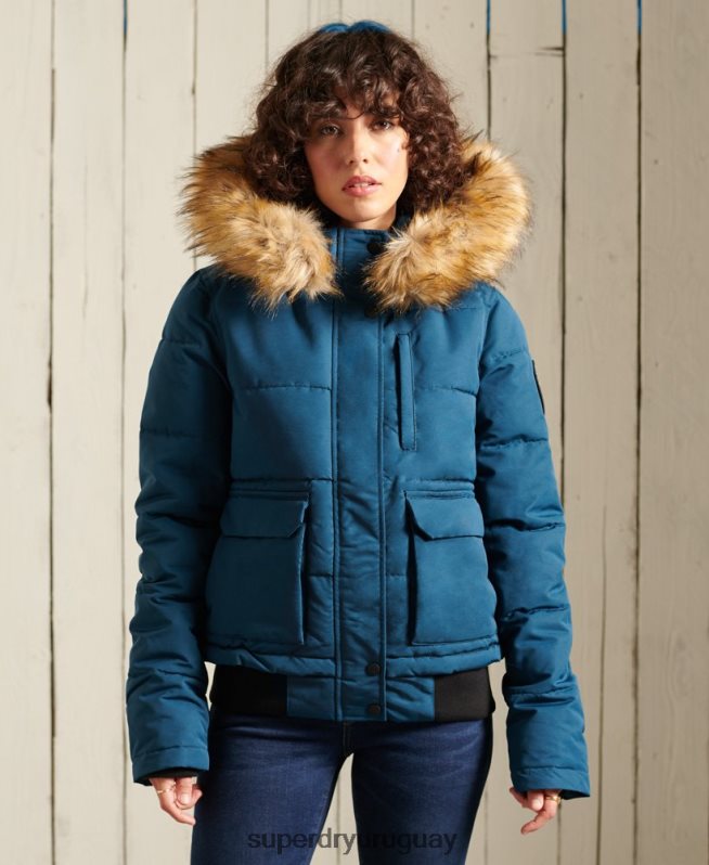 uy Superdry mujer chaqueta bomber everest azul claro DT2N8Z5735 ropa