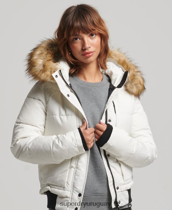 uy Superdry mujer chaqueta bomber everest crema DT2N8Z3768 ropa
