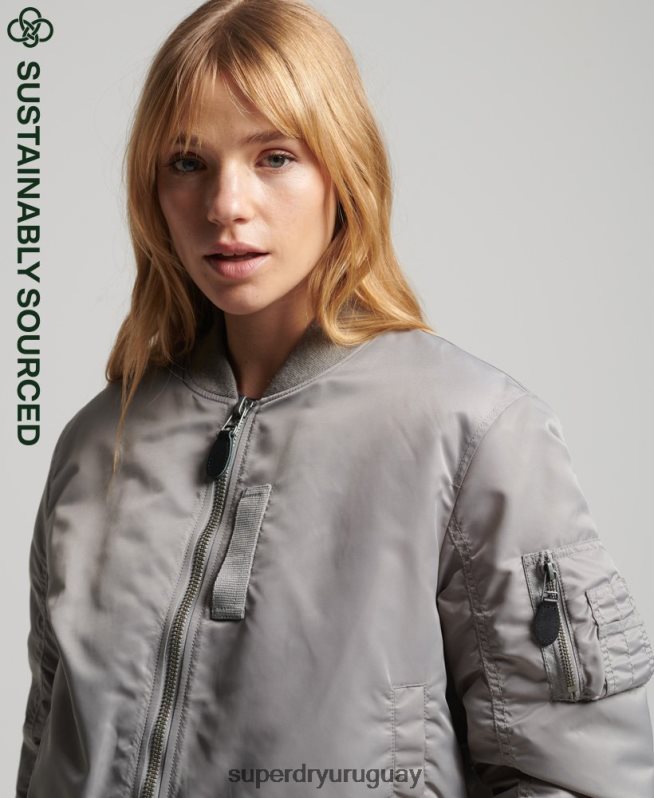 uy Superdry mujer chaqueta bomber ma1 gris DT2N8Z5699 ropa