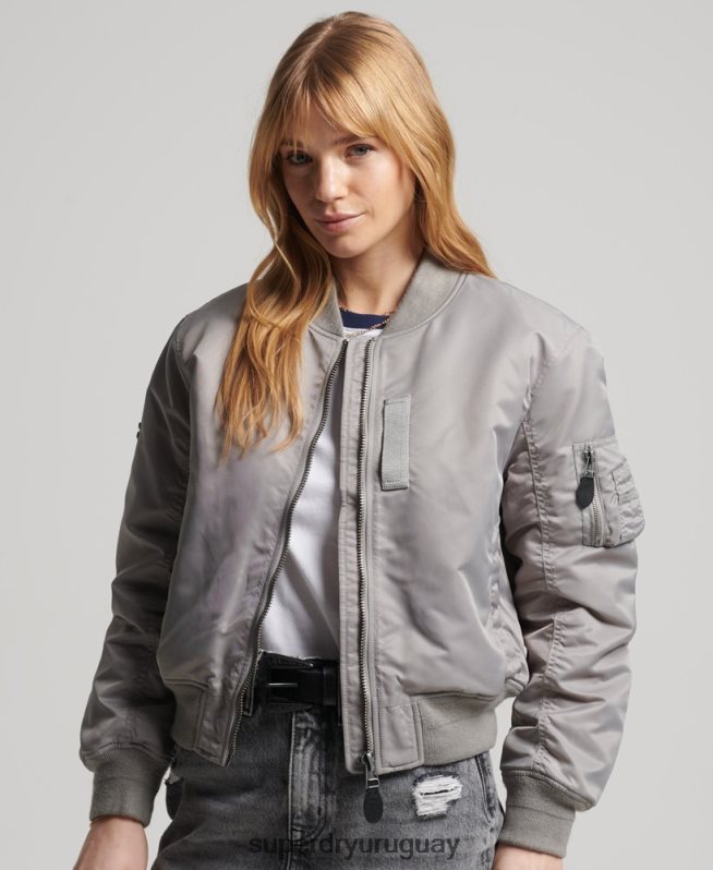 uy Superdry mujer chaqueta bomber ma1 gris DT2N8Z5699 ropa