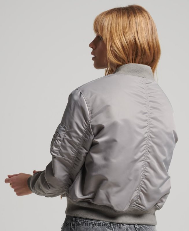 uy Superdry mujer chaqueta bomber ma1 gris DT2N8Z5699 ropa