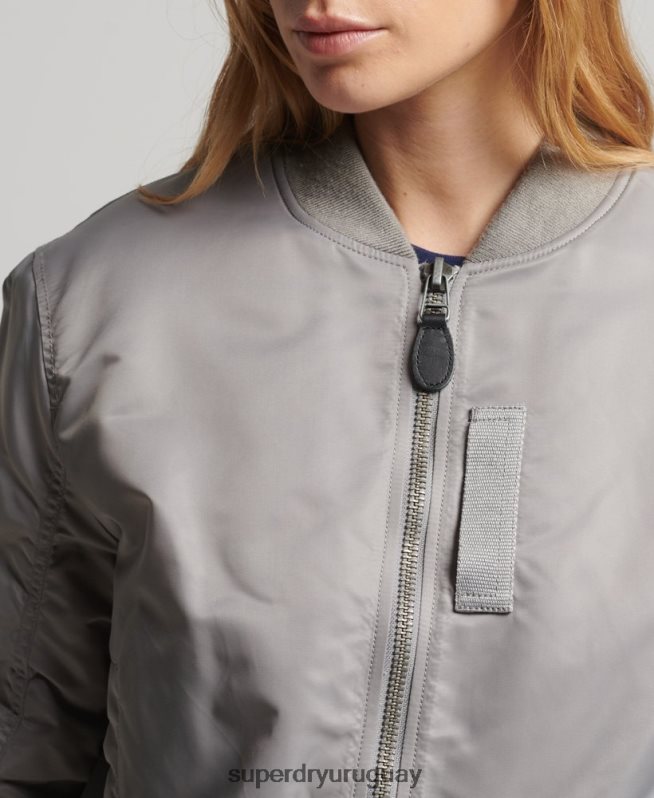 uy Superdry mujer chaqueta bomber ma1 gris DT2N8Z5699 ropa