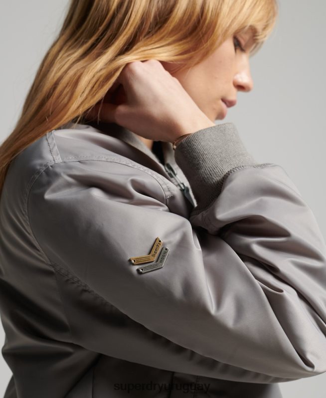 uy Superdry mujer chaqueta bomber ma1 gris DT2N8Z5699 ropa
